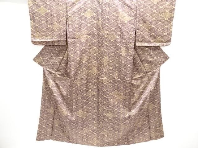 斜め格子に抽象模様小紋着物